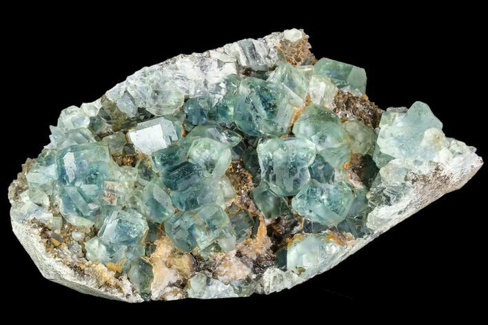 Plate Of Green Fluorite Crystals on Quartz - China #112188